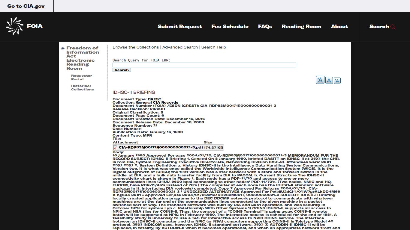 IDHSC-II BRIEFING | CIA FOIA (foia.cia.gov) - Central Intelligence Agency