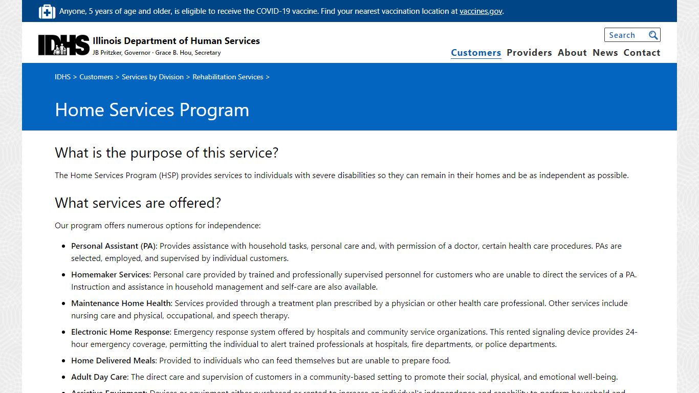 IDHS: Home Services Program
